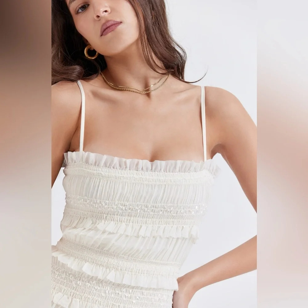 House of CB Solana Ivory Sequin Pleat Maxi Dress - Picture 8 of 16